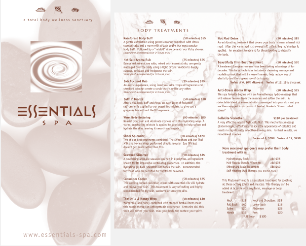 Collateral design - Essentials Spa 