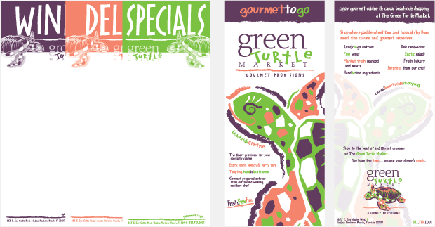 green turtle market menu design