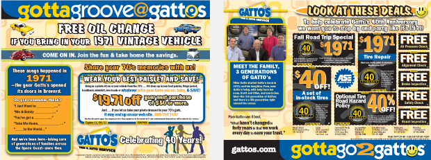 40th Anniversary Campaign Development - Gatto's Tires & Auto Service