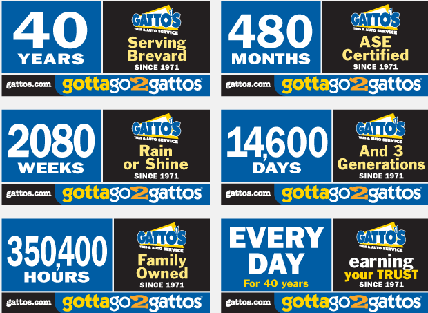 40th Anniversary Billboard Campaign Development - Gatto's Tires & Auto Service