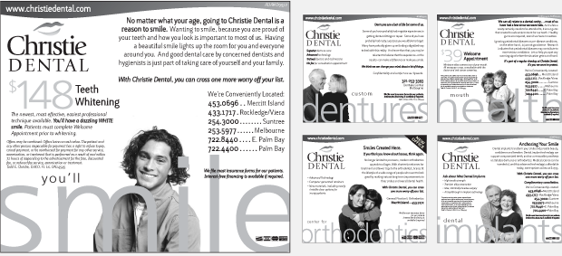 Christie Dental Portfolio Newspaper Advertising Campaign
